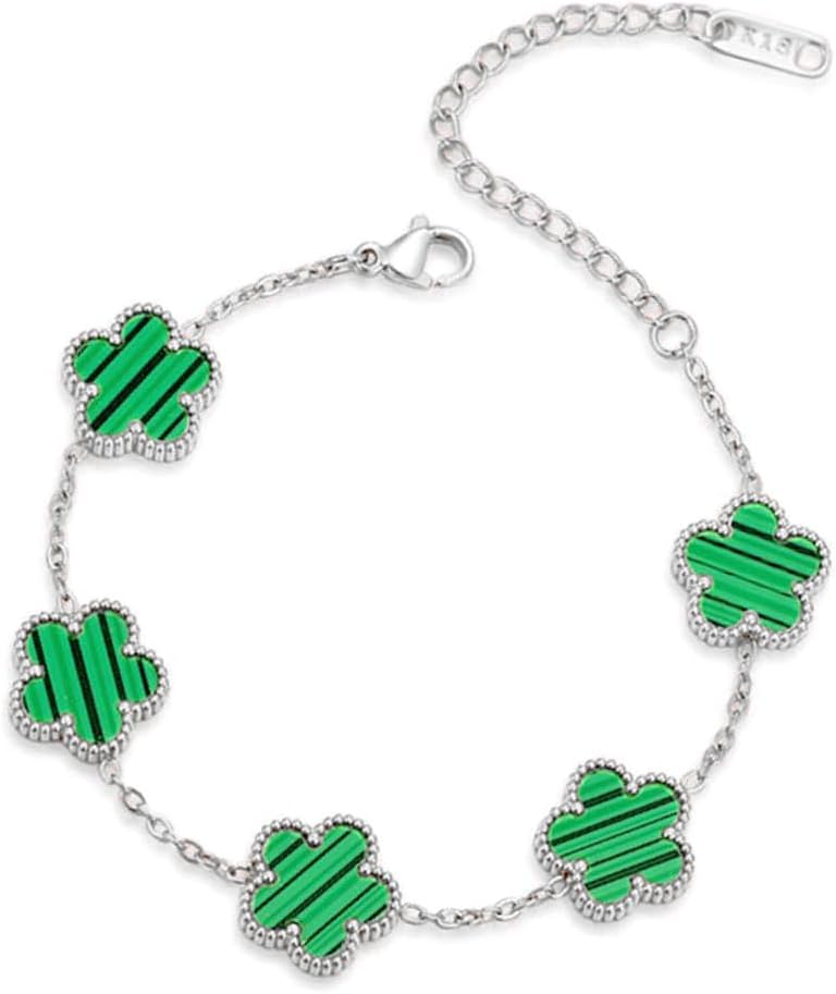 FLY FEI 18K Gold-Plated Four Leaf Clover Bracelet for Women,Adjustable lucky Bracelet Set Jewelry Gift-Hypoallergenic Charm for Birthdays, Wellness & Daily Wear - Image 1